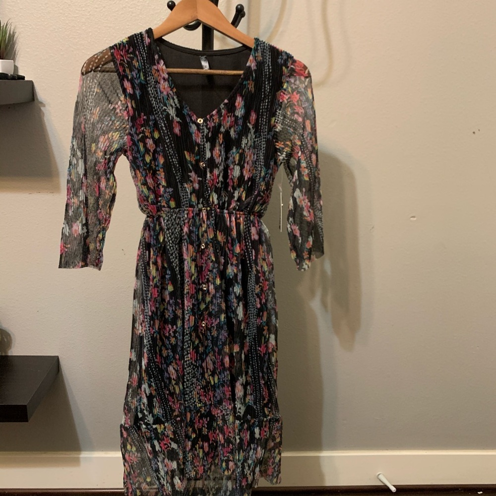 Anthropologie Lapis S black floral dressed NWT